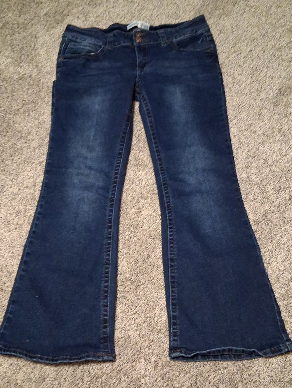 Women's Dark Blue Flared Jeans - Classic Stretch Denim
